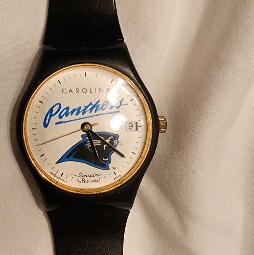 1993 Bulova vintage Panthers watch black with cat